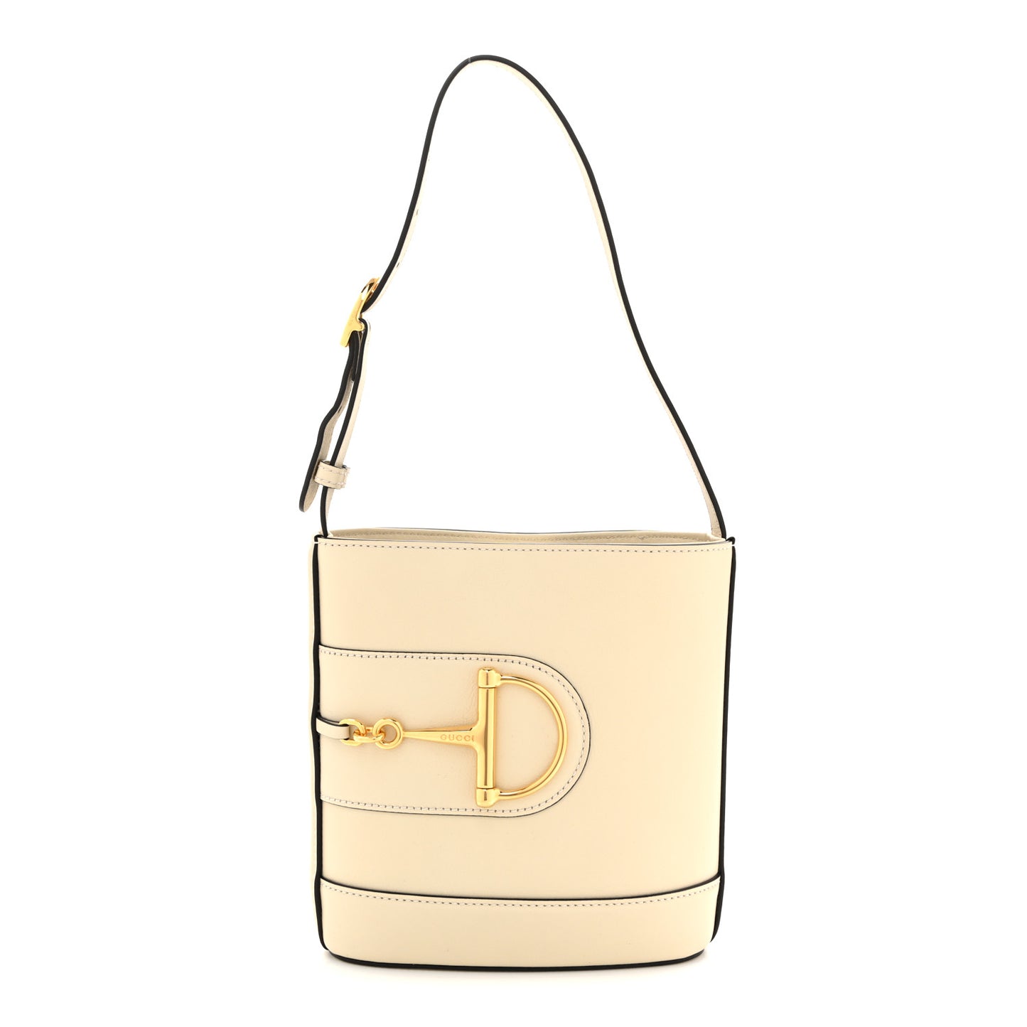 Arabella Calfskin Horsebit 73 Mini Bucket Bag White