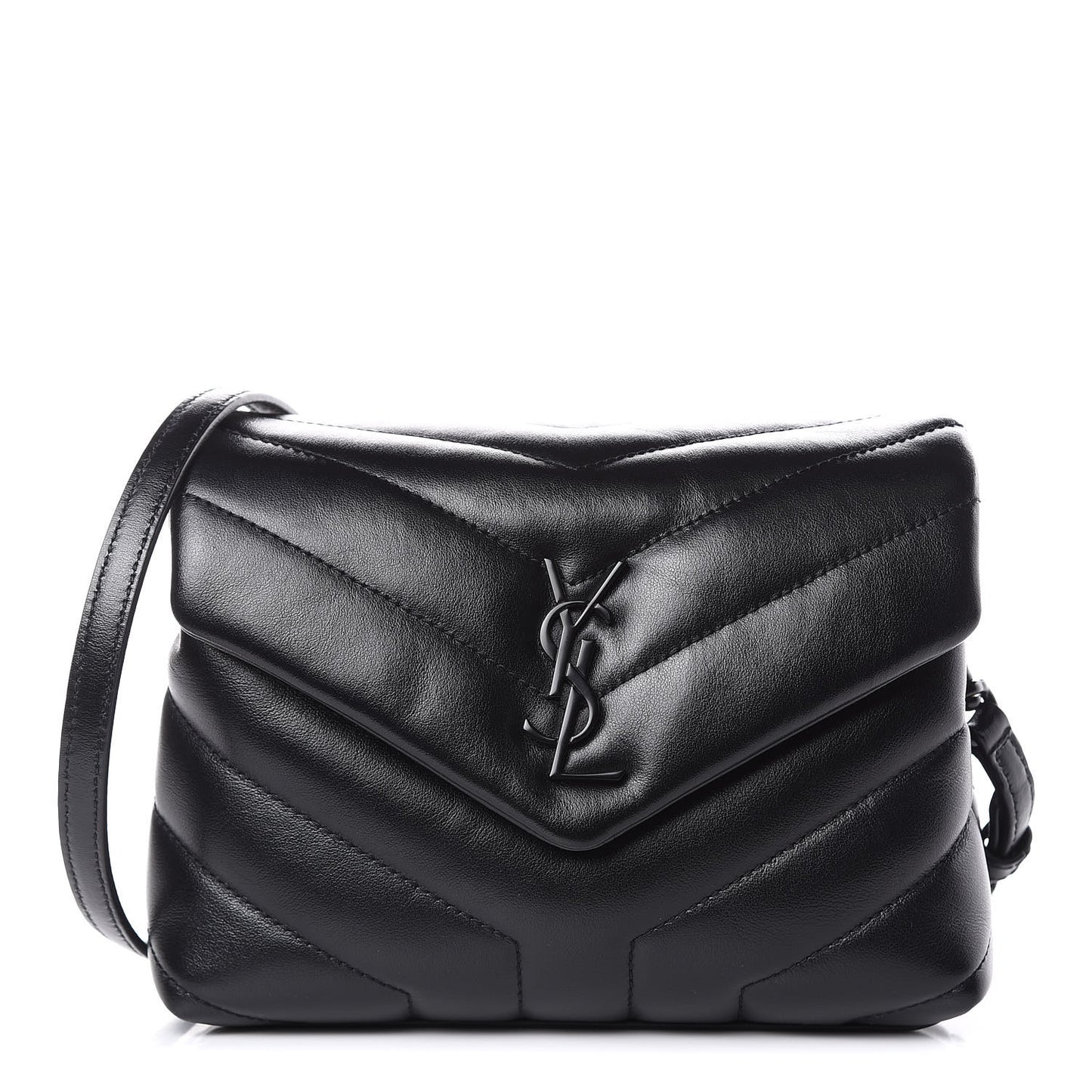 Calfskin Y Quilted Monogram Toy Loulou Crossbody Bag Black