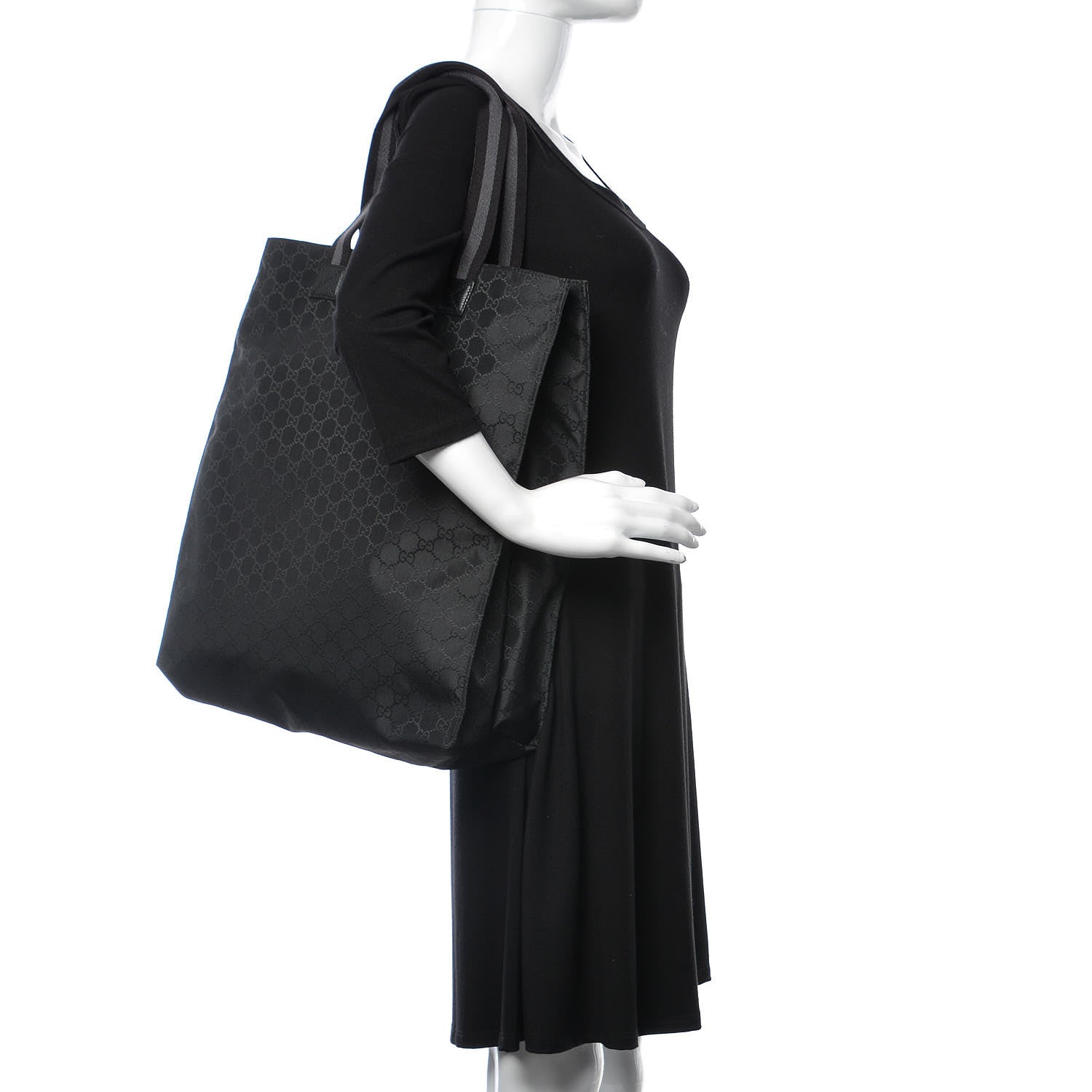 Gucci Nylon Monogram Vertical Tote Black 2 of 10