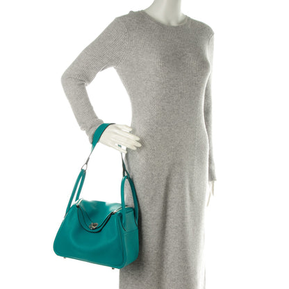 Hermes Taurillon Clemence Lindy 26 Bleu Paon 2 of 7