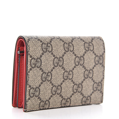Gucci GG Supreme Monogram Bosco Patch Card Case Wallet Beige Malva Hibiscus Red 3 of 8