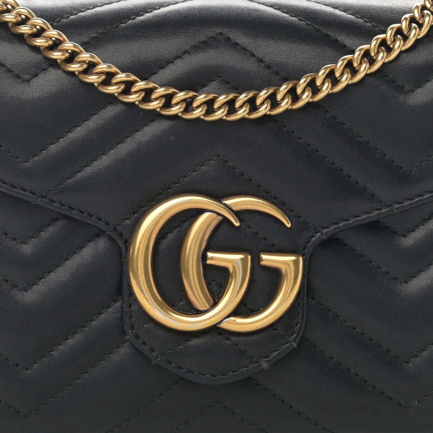 Gucci Calfskin Matelasse GG Marmont Chain Wallet Black 8 of 14
