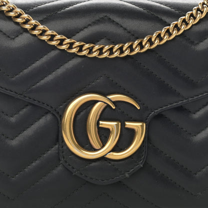 Gucci Calfskin Matelasse GG Marmont Chain Wallet Black 8 of 14