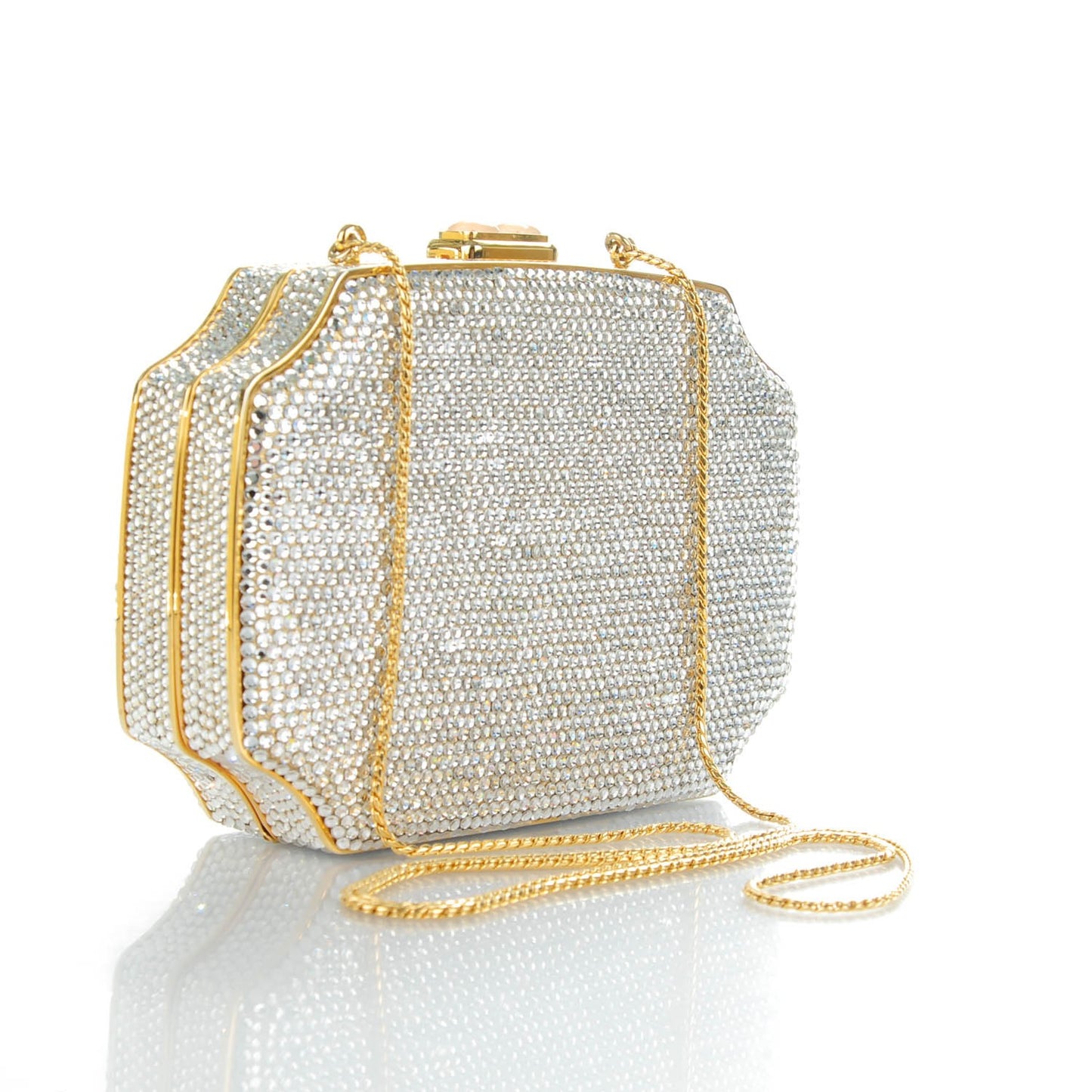 Swarovski Crystal Minaudiere Clutch Silver