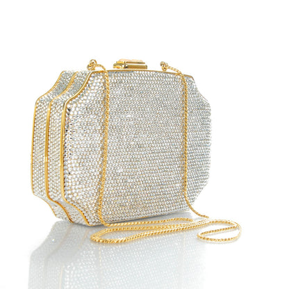 Judith Leiber Swarovski Crystal Minaudiere Clutch Silver 3 of 6