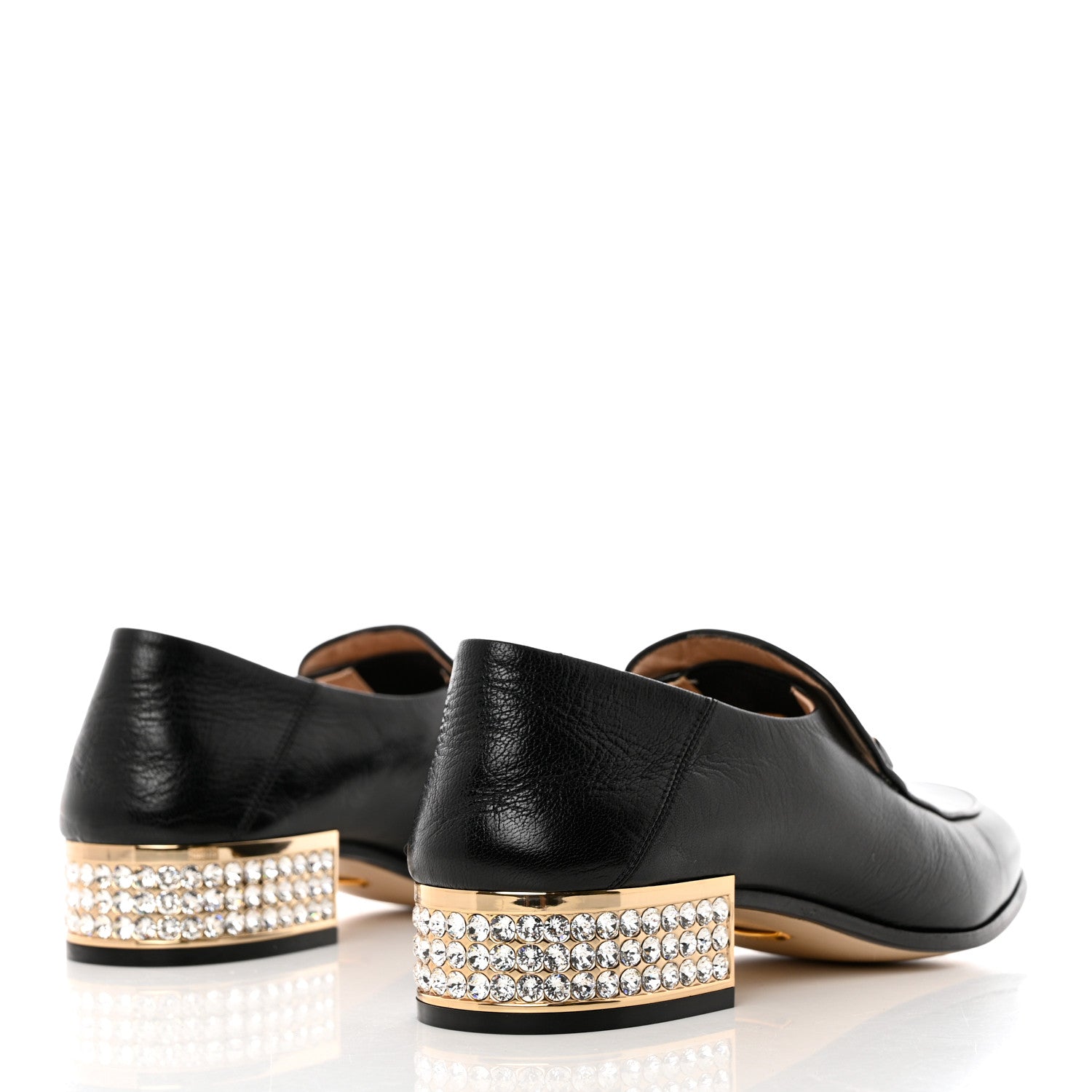 Gucci Goatskin Crystal Womens Horsebit Loafers 38 Black 4 of 9