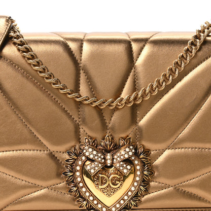Dolce & Gabbana Metallic Nappa Quilted Medium Devotion Crossbody Bag Gold 7 of 10