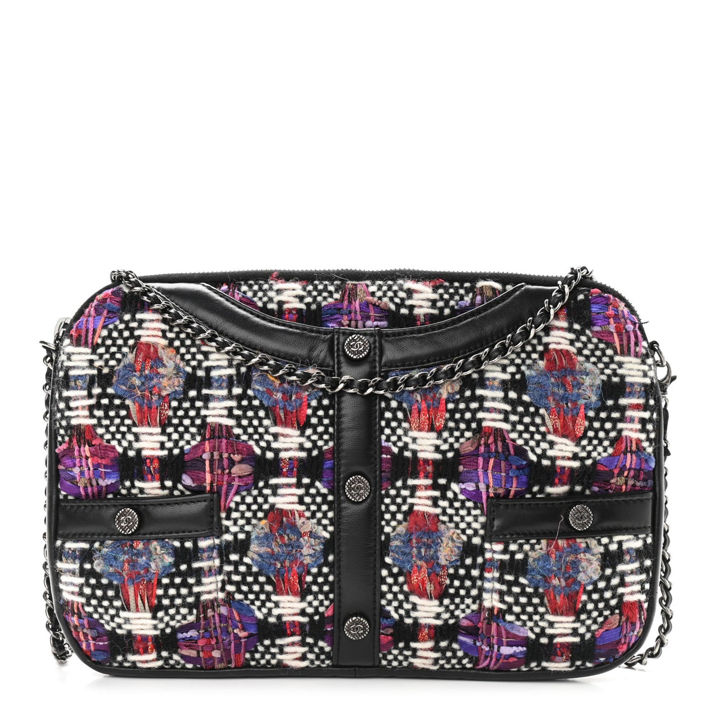 Tweed Lambskin Girl Shoulder Bag Multicolor Black