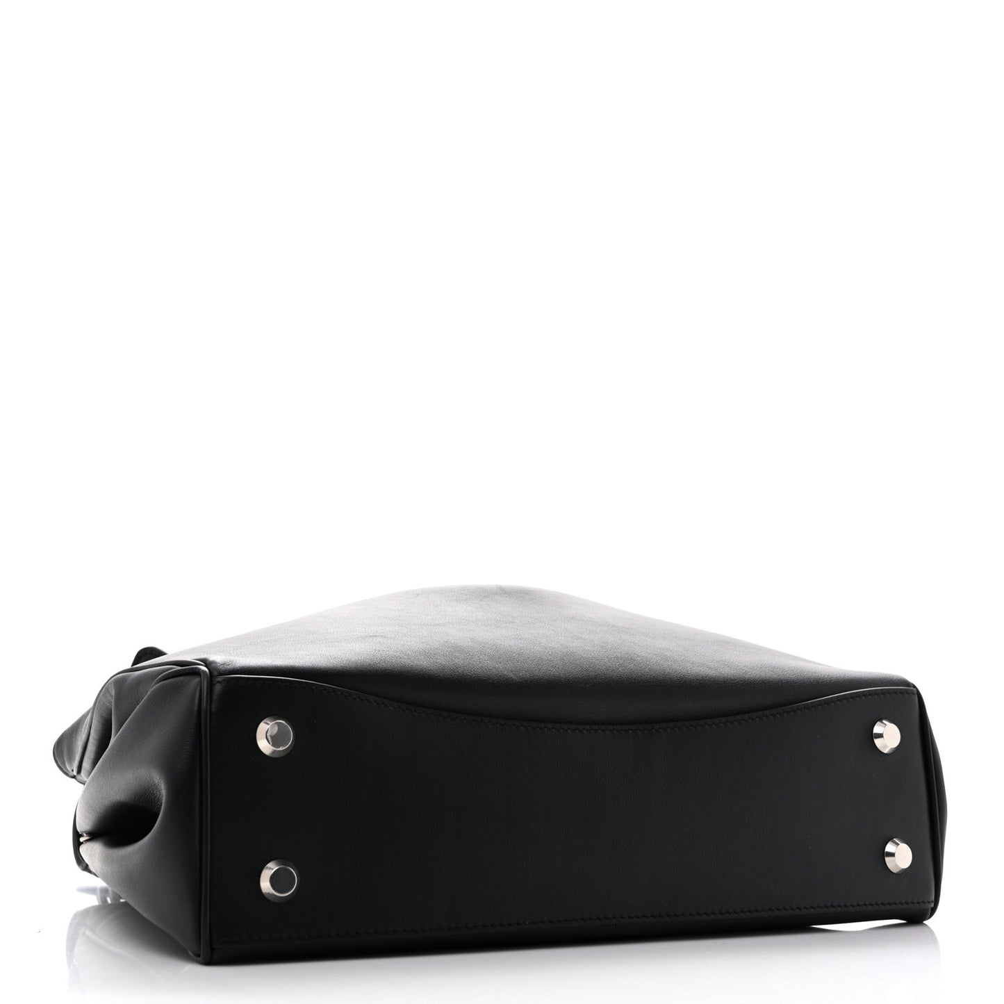 Natural Smooth Calfskin Medium Rodeo Top Handle Handbag Black