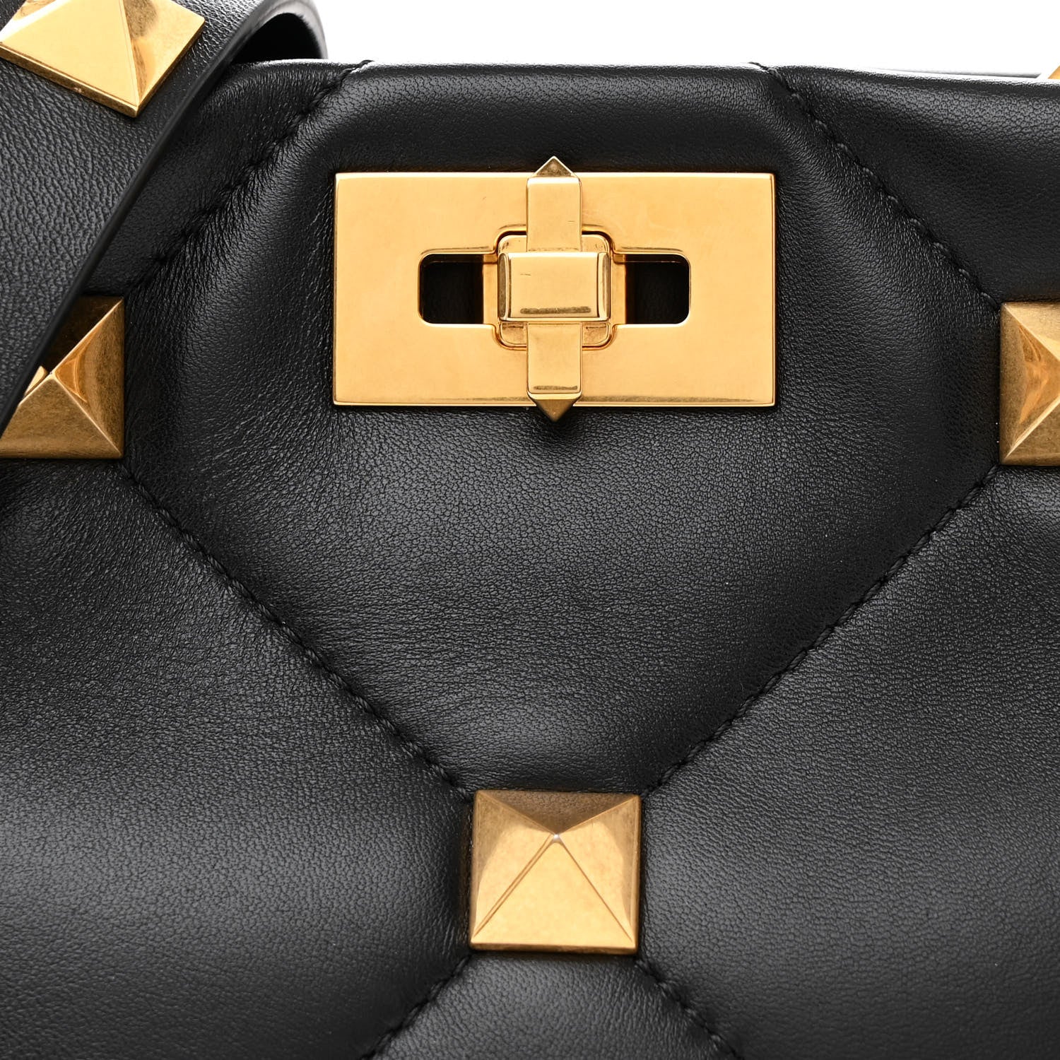 Valentino Garavani Nappa Small Roman Stud The Handle Bag Black 8 of 11