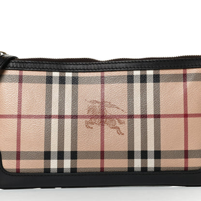 Burberry Haymarket Check Small Peyton Crossbody Clutch Bag Chocolate 7 of 12
