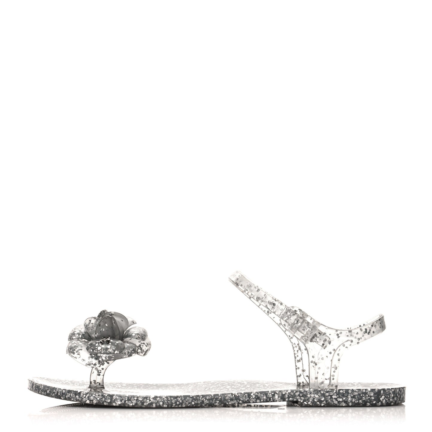 Jelly Camellia Glitter Thong Sandals 37 Grey