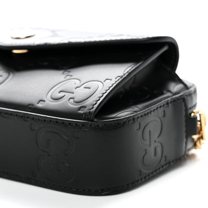 Gucci Calfskin GG Super Mini Debossed Chain Wallet Black 10 of 10