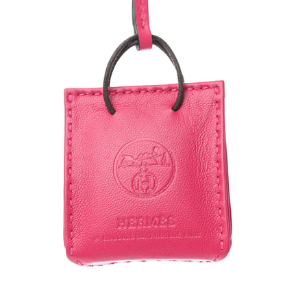Hermes Milo Lambskin Swift Shopping Bag Charm Rose Mexico 3 of 3