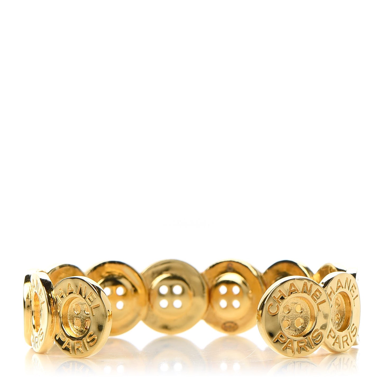 Metal Paris Button Logo Cuff Bracelet Gold