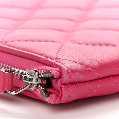 Chanel Lambskin Quilted Medium Cosmetic Case Dark Pink 12 of 13