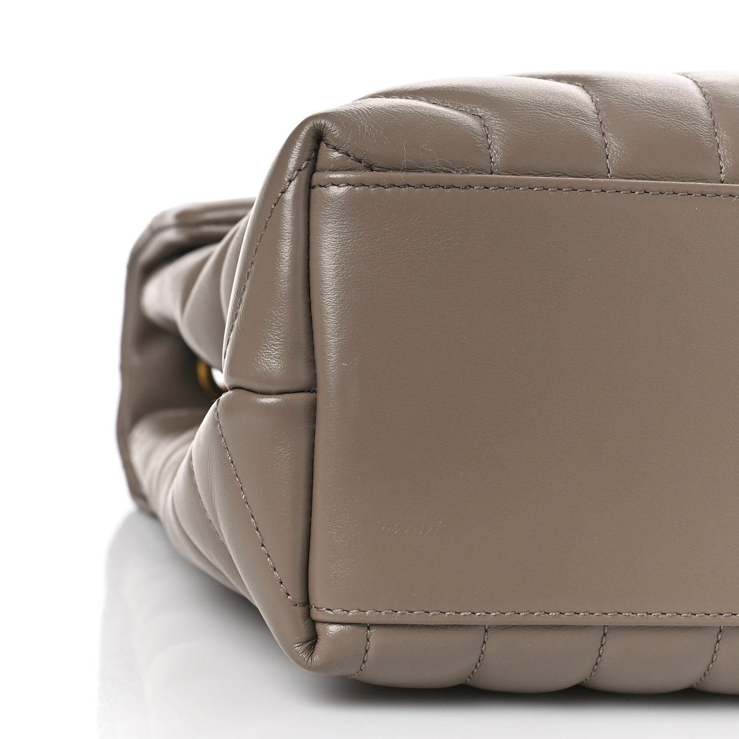 Calfskin Y Quilted Monogram Medium Loulou Chain Satchel Taupe