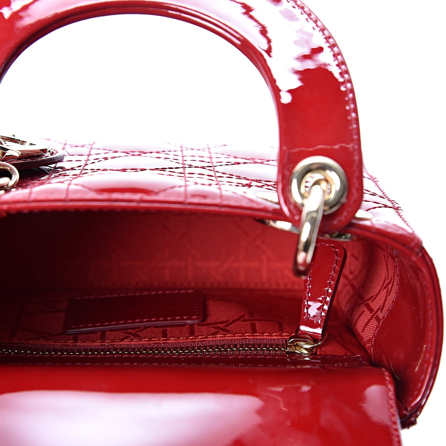 Patent Cannage Mini Lady Dior Red
