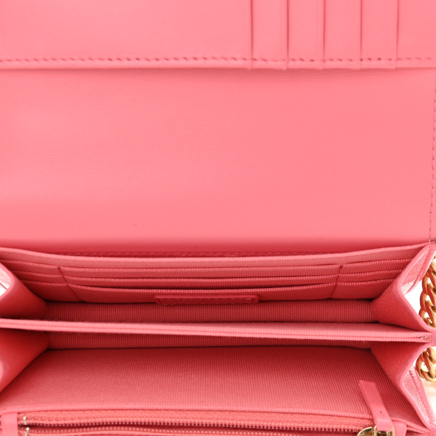 Lambskin Enamel Quilted Pending Clutch With Chain Pink