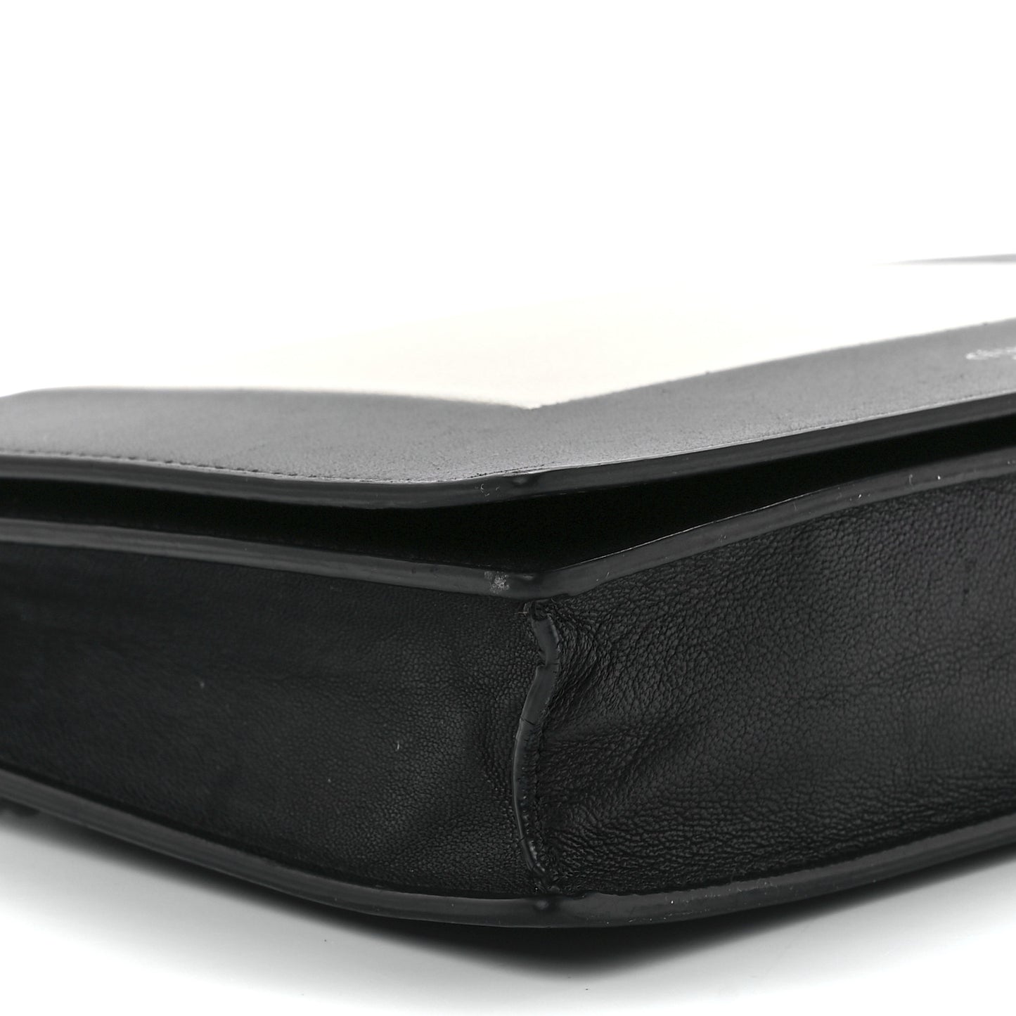 Smooth Lambskin Frame Evening Chain Clutch Black White