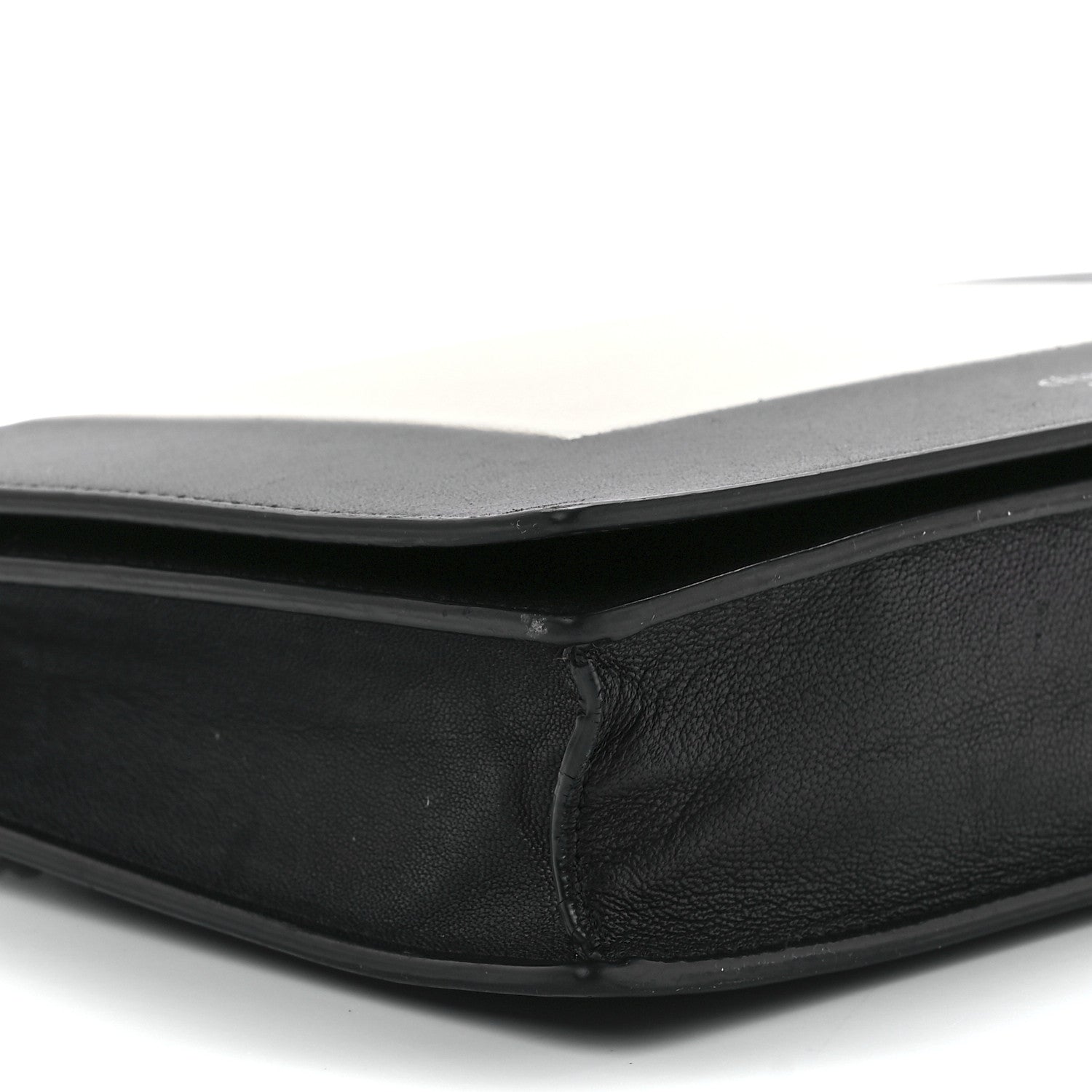 Celine Smooth Lambskin Frame Evening Chain Clutch Black White 9 of 10