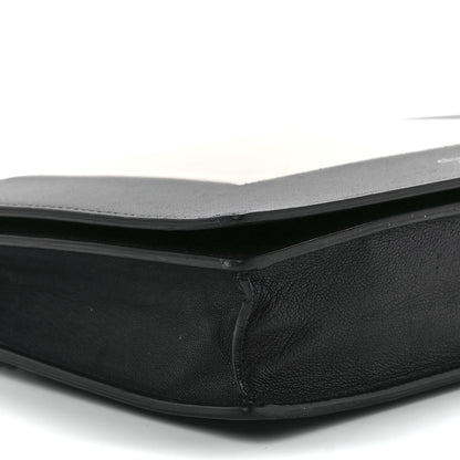 Celine Smooth Lambskin Frame Evening Chain Clutch Black White 9 of 10