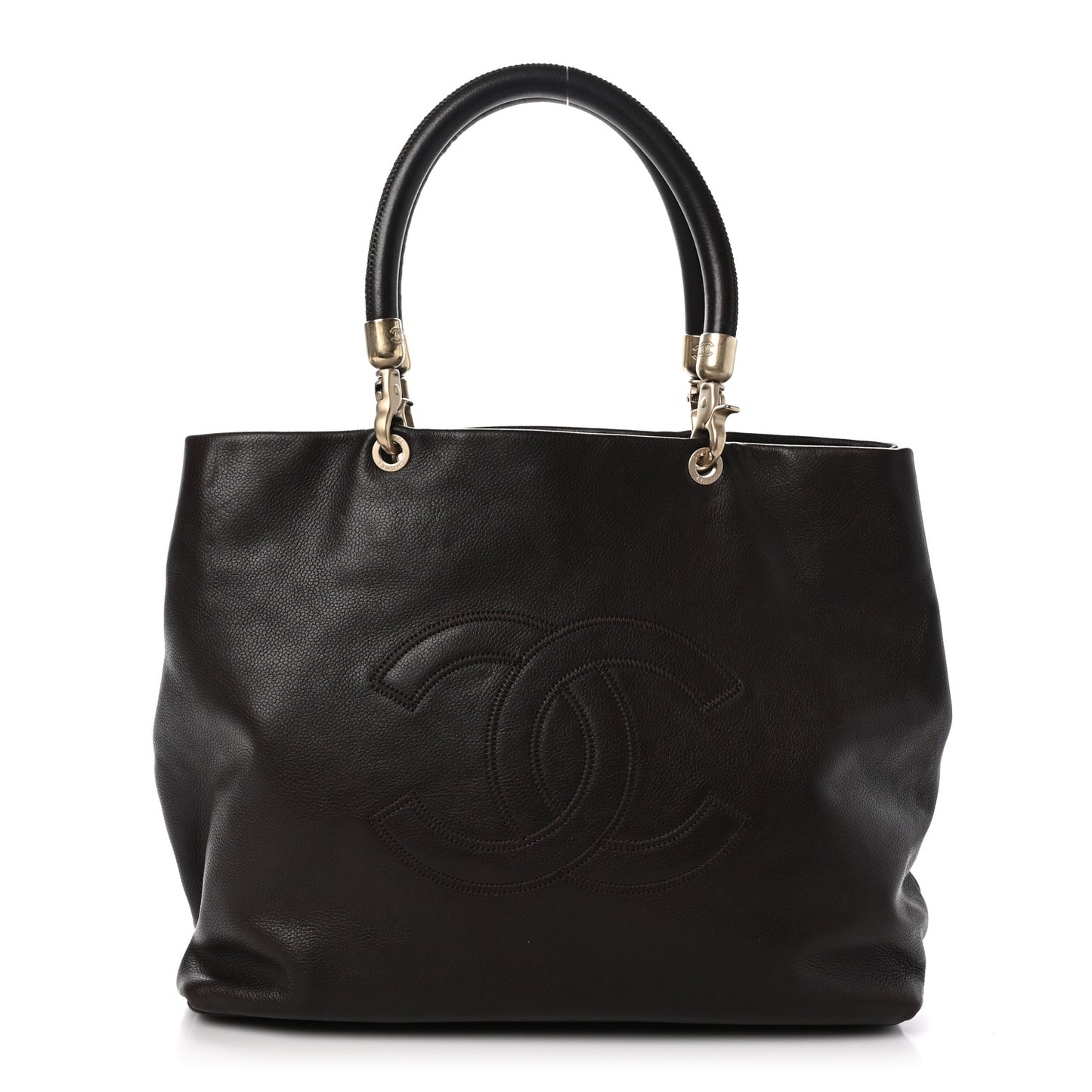Caviar CC Stitched Tote Dark Brown