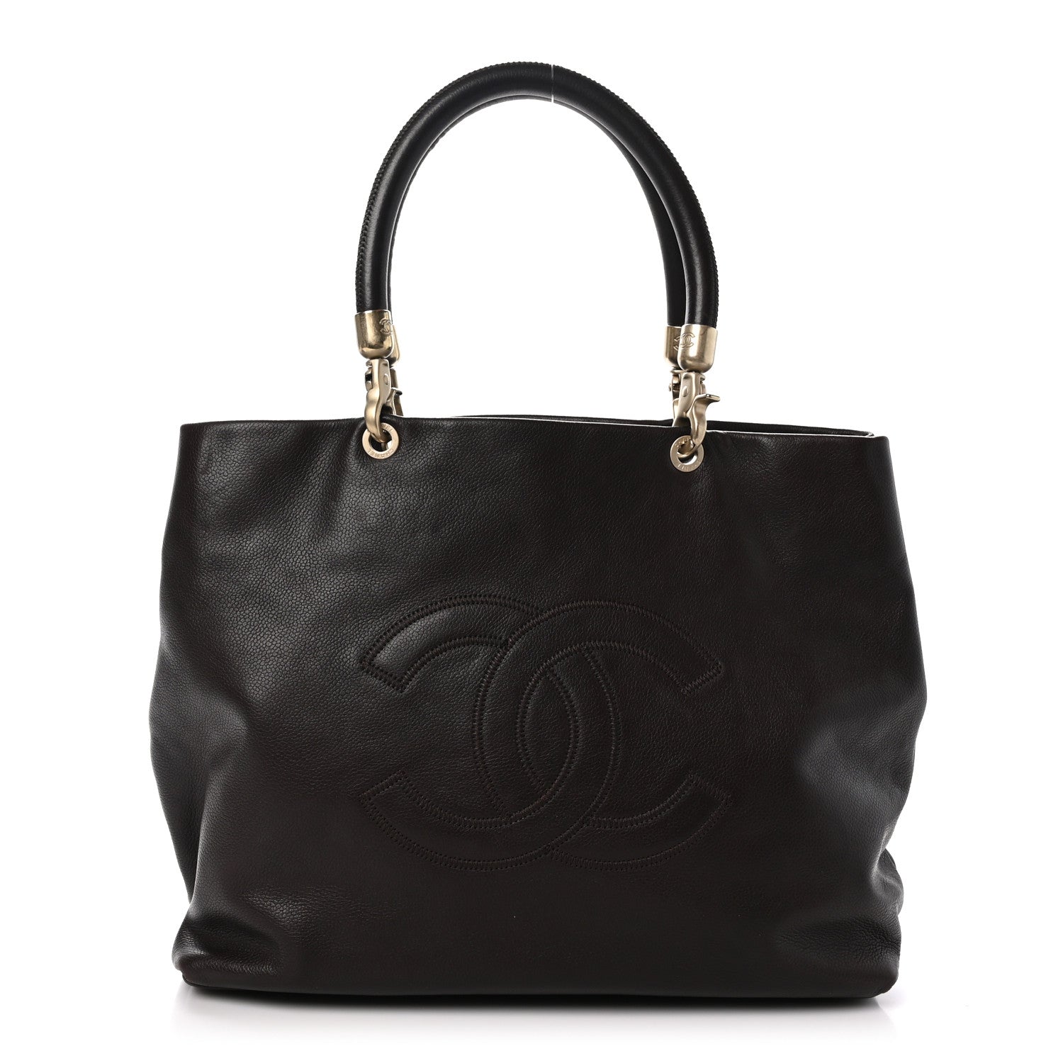 Chanel Caviar CC Stitched Tote Dark Brown 1 of 12