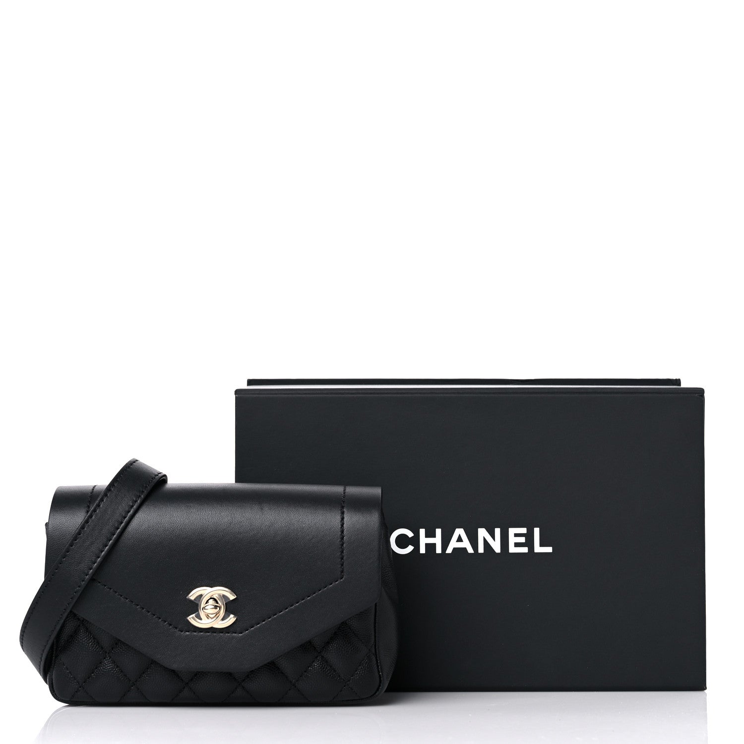 Chanel Calfskin Flap Chain Waist Bag Black 11 of 11