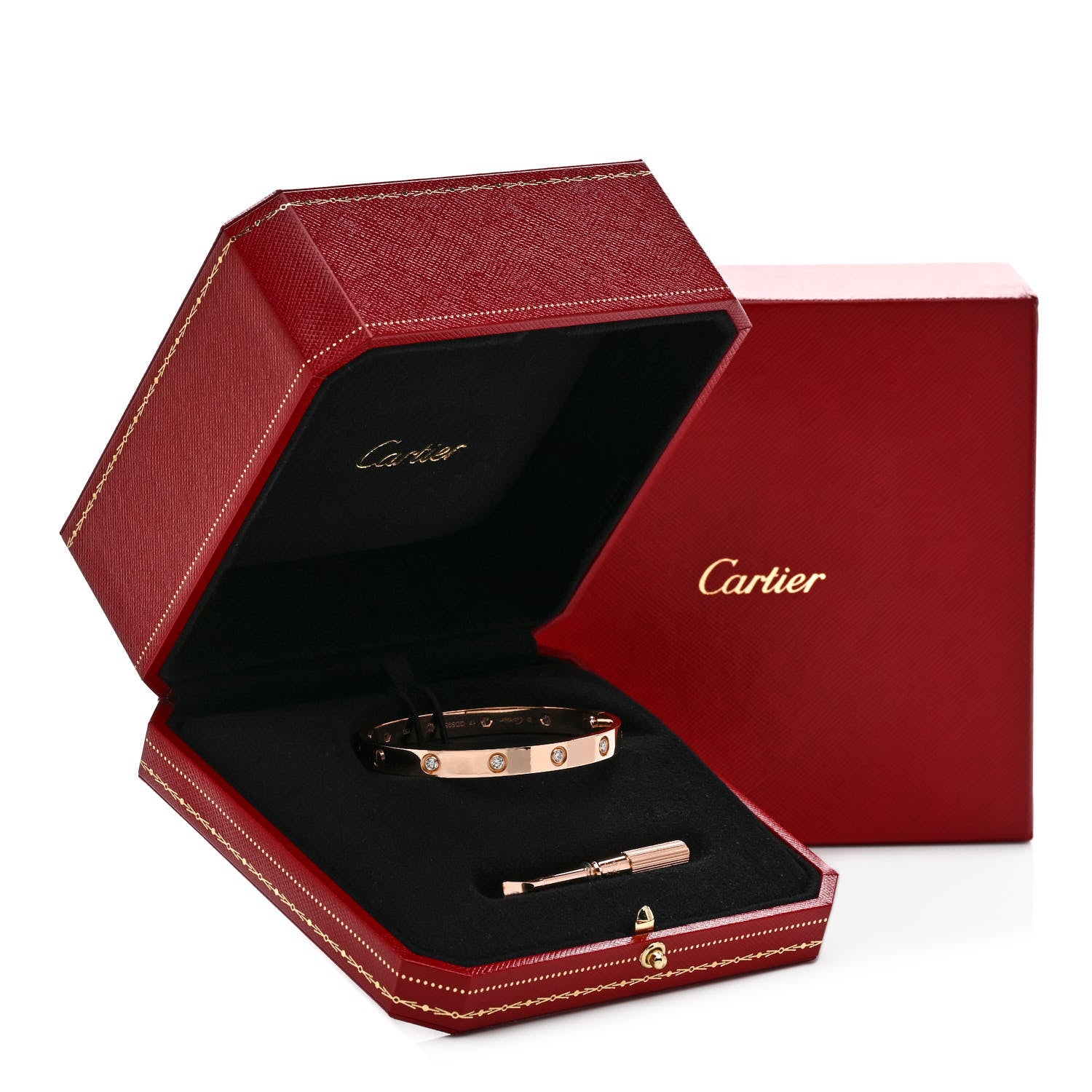 Cartier 18K Pink Gold 10 Diamond LOVE Bracelet 17 6 of 6