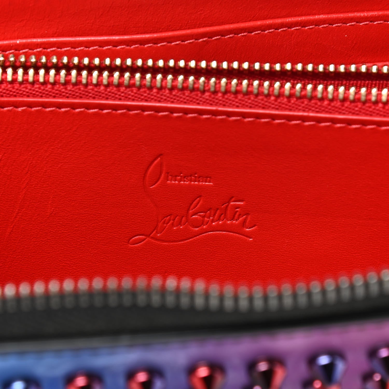Christian Louboutin Patent Scarabe Spikes Panettone Zip Around Wallet Rose Digitale 6 of 9