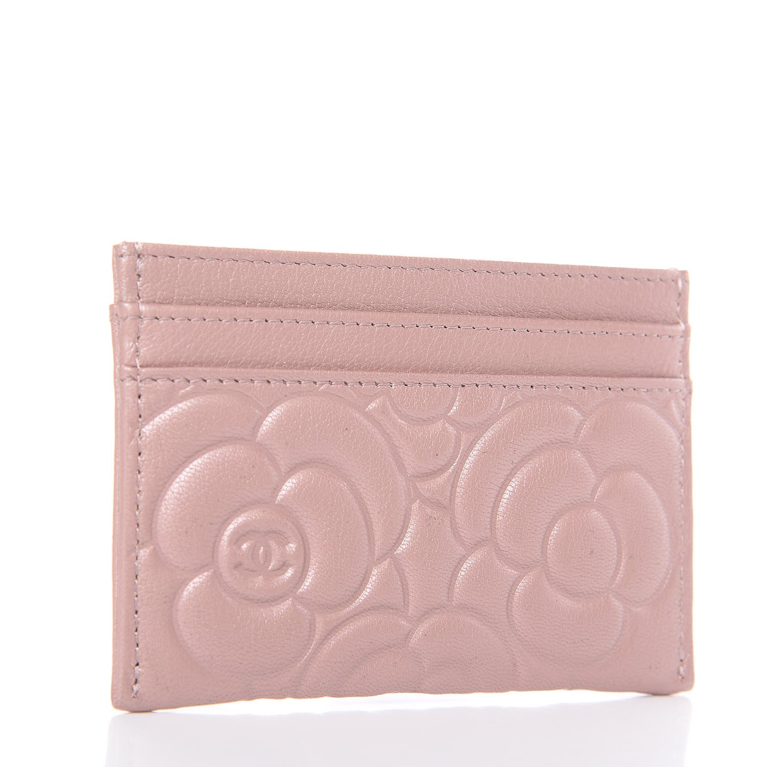 Chanel Goatskin Camellia Embossed Card Holder Light Pink 3 of 9