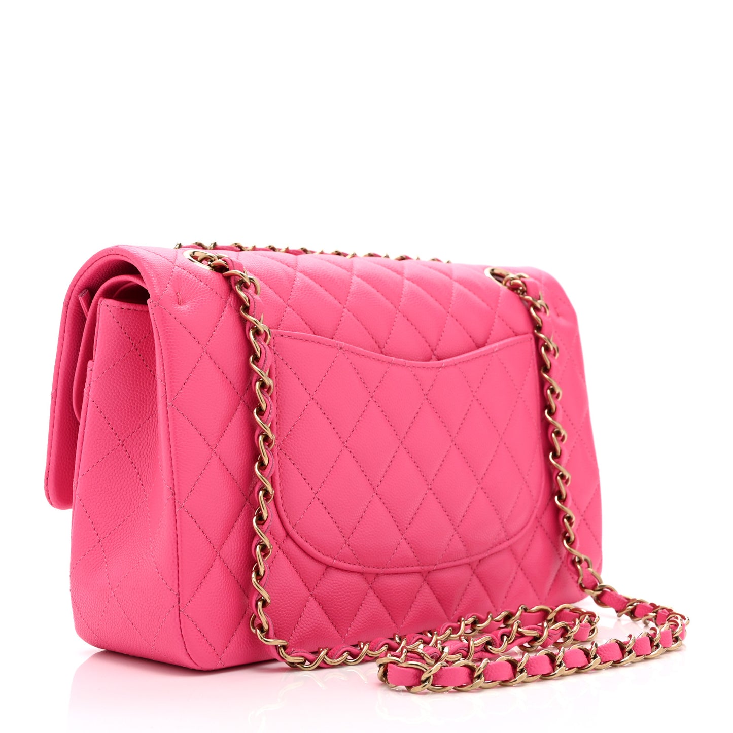 Caviar Quilted Medium Double Flap Pink