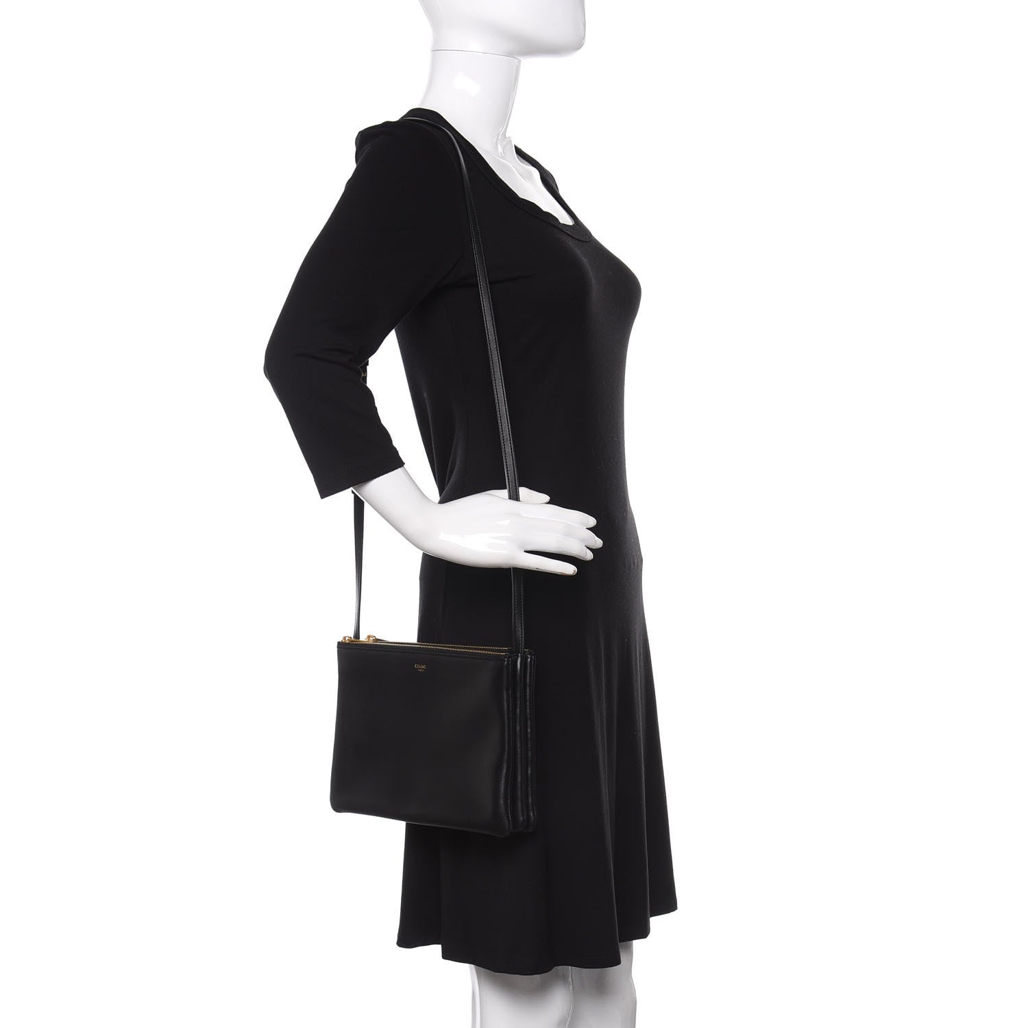 Celine Lambskin Large Trio Crossbody Bag Black 2 of 9