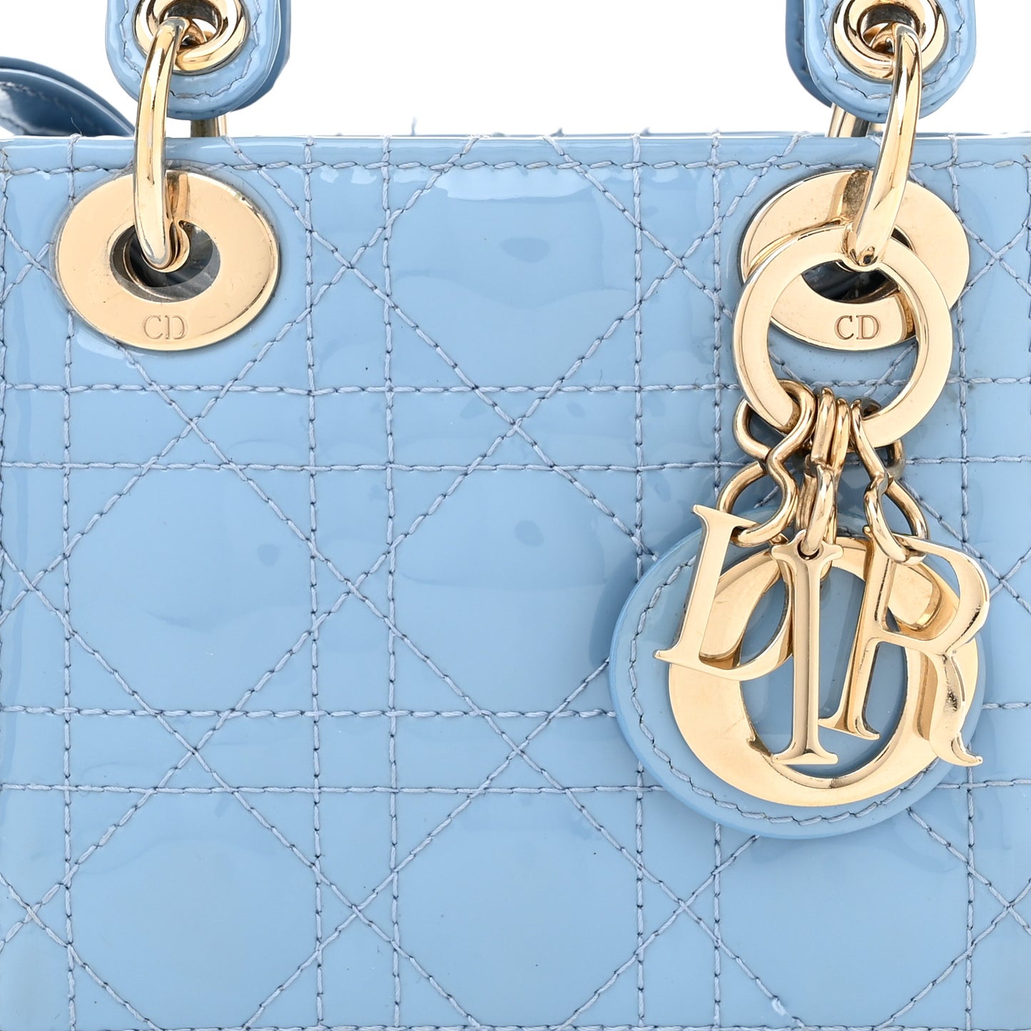 Patent Cannage Micro Lady Dior Cornflower Blue