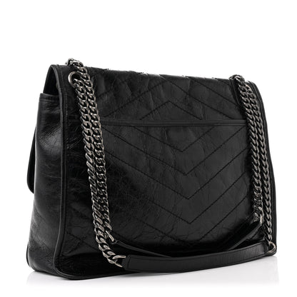 Saint Laurent Crinkled Calfskin Matelasse Monogram Large Niki Chain Satchel Black 3 of 12