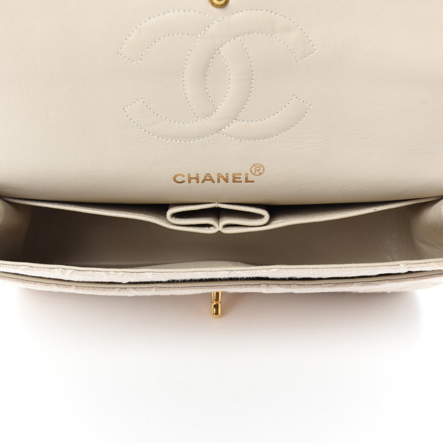Chanel Canvas Camellia Embroidered Medium Double Flap Ivory 6 of 13