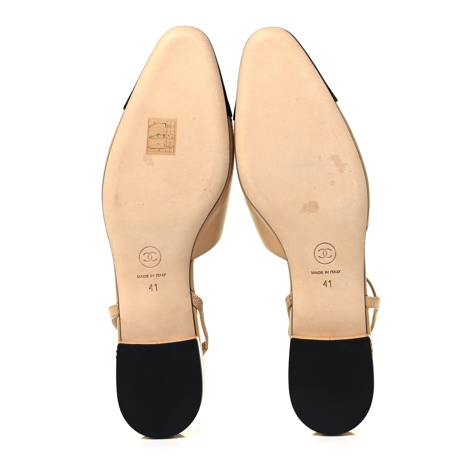 Chanel Lambskin Grosgrain Cap Toe CC Slingback Sandals 41 Beige Black 5 of 9