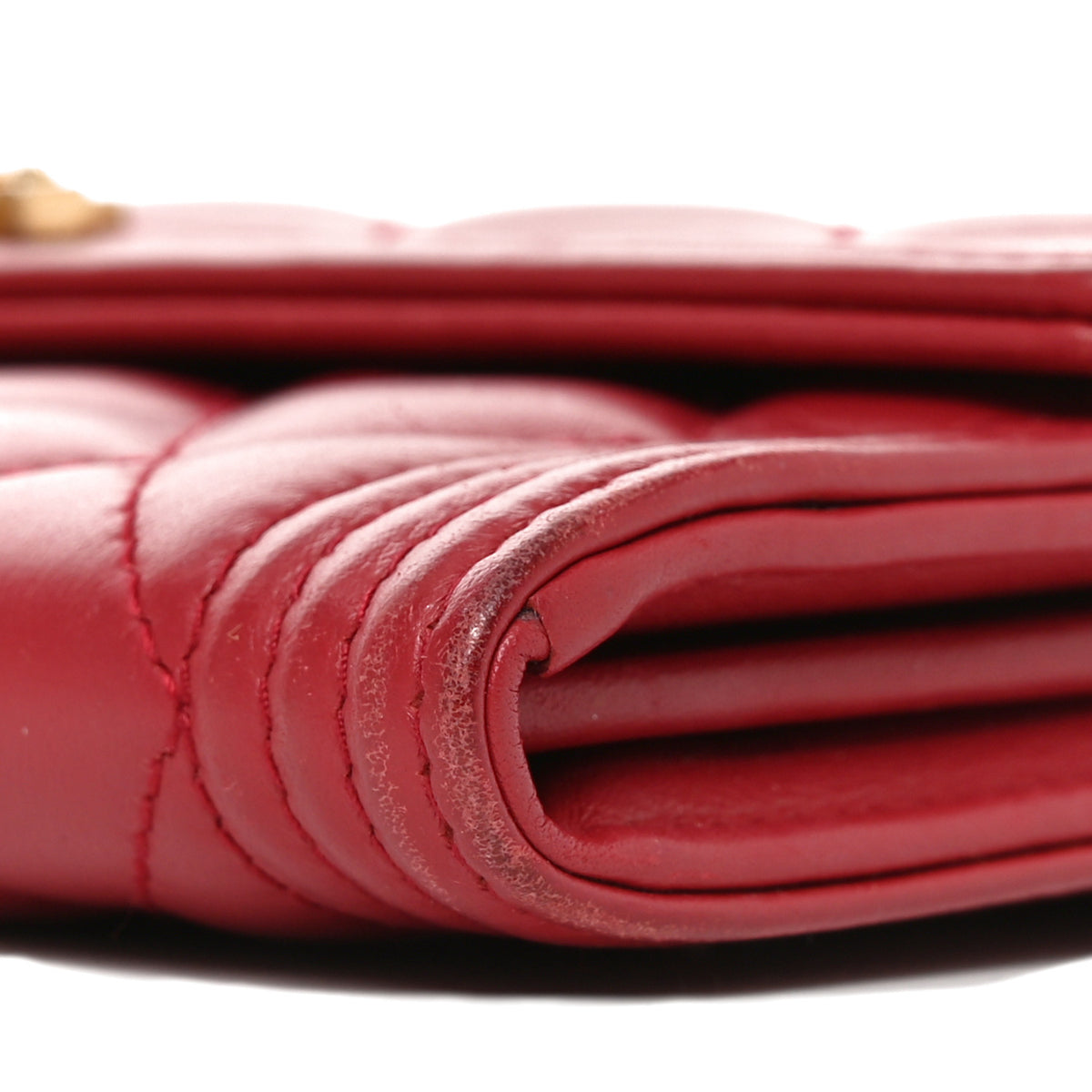 Chanel Lambskin Quilted Boy Flap Wallet Red 10 of 10