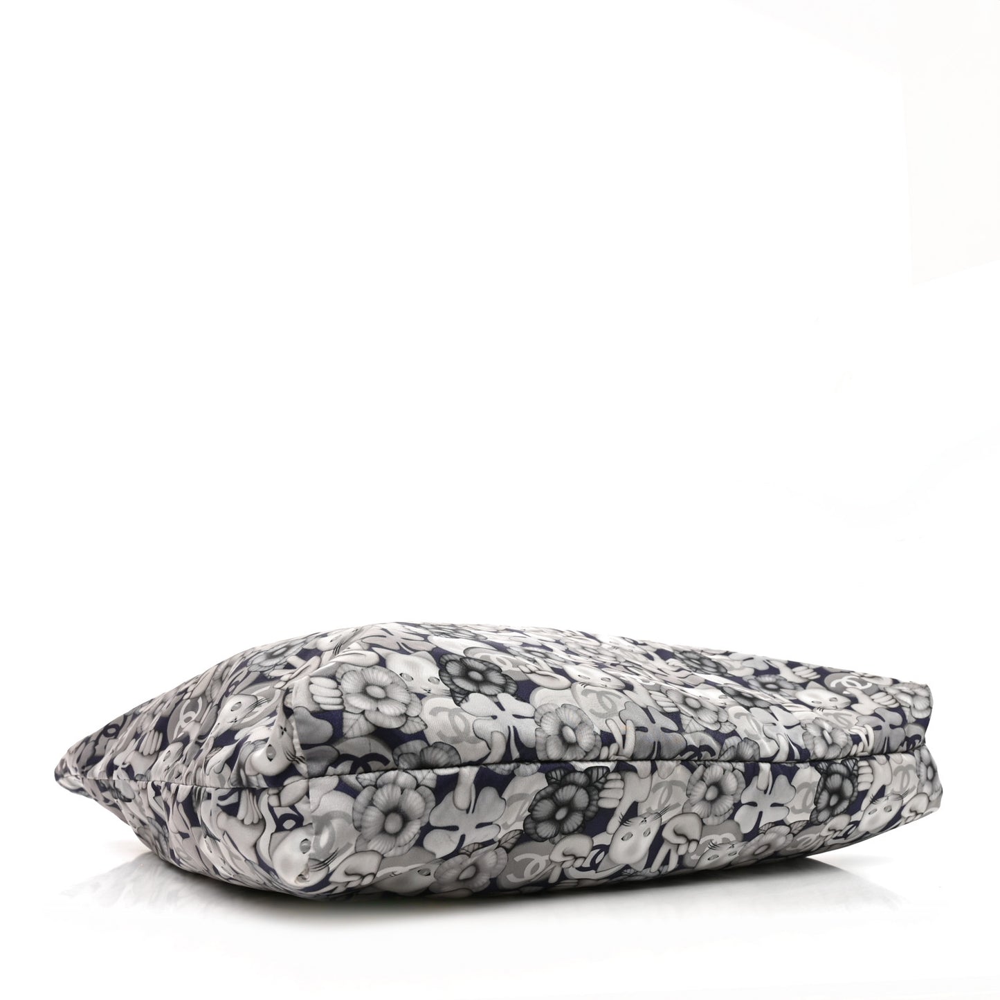 Nylon Cat Emoticon Tote Navy Silver