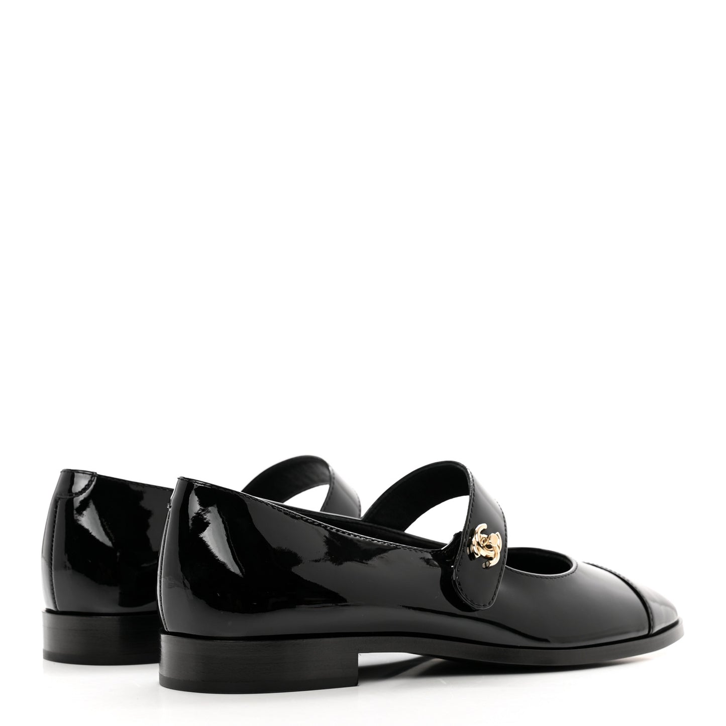Patent Calfskin Mary Janes Flats 38.5 Black