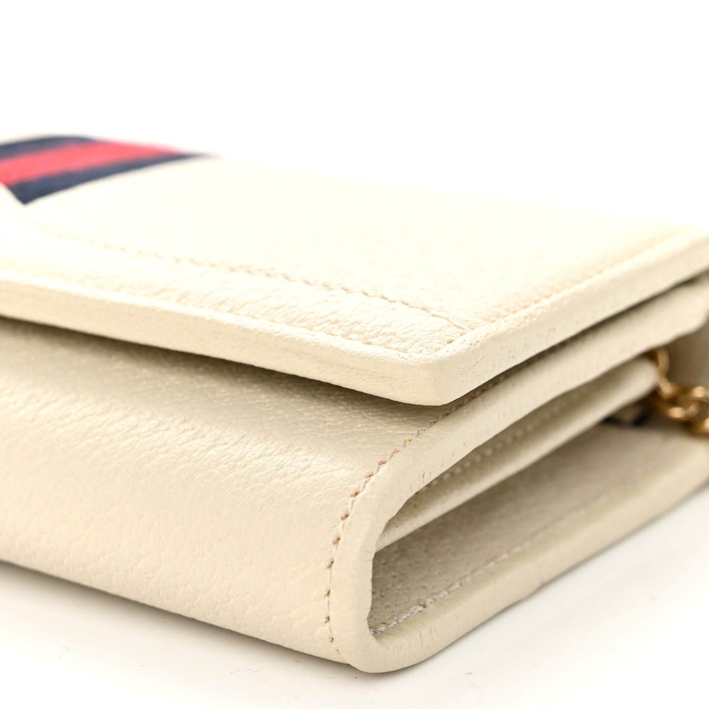 Textured Calfskin Web Ophidia Wallet On Chain Mystic White