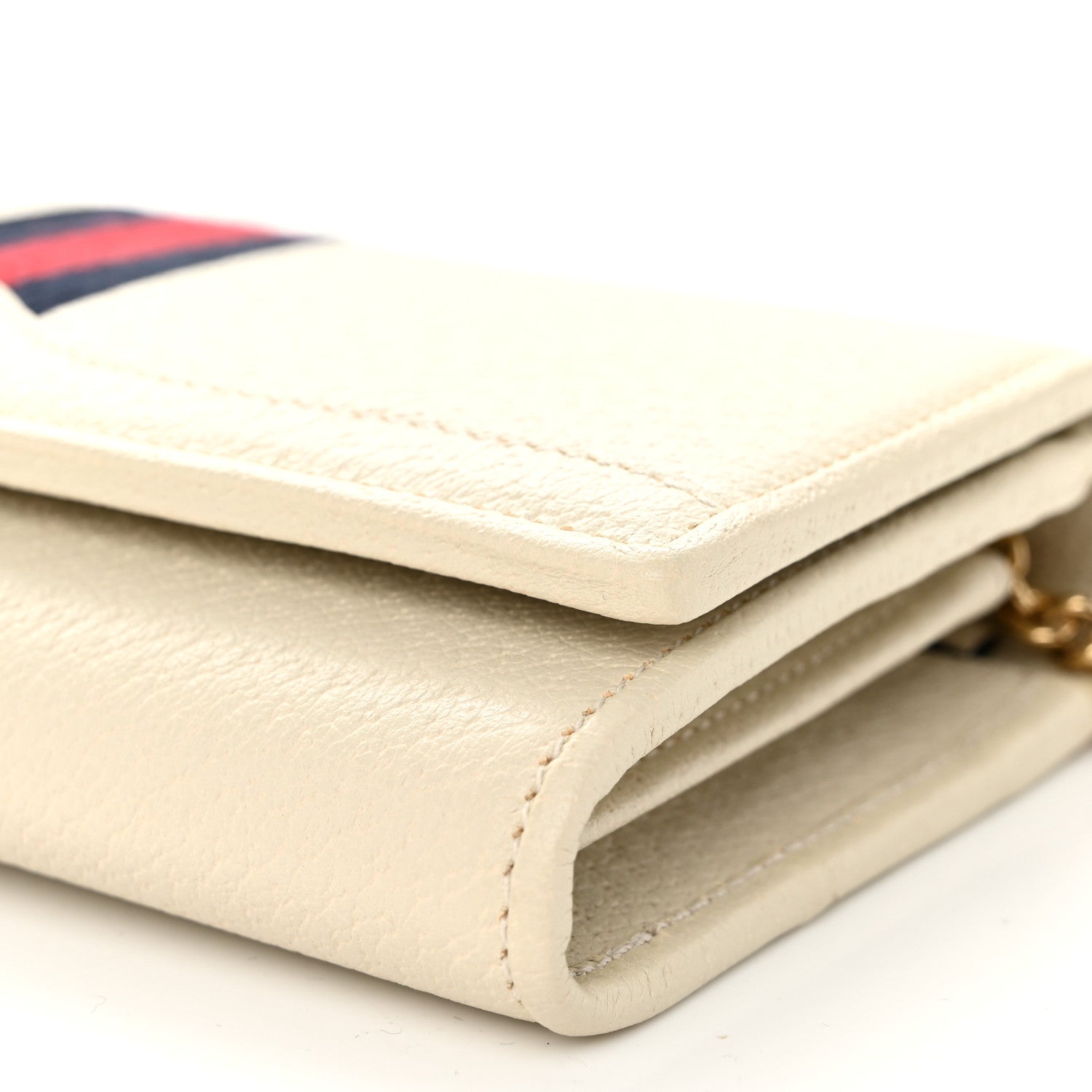 Gucci Textured Calfskin Web Ophidia Wallet On Chain Mystic White 10 of 12