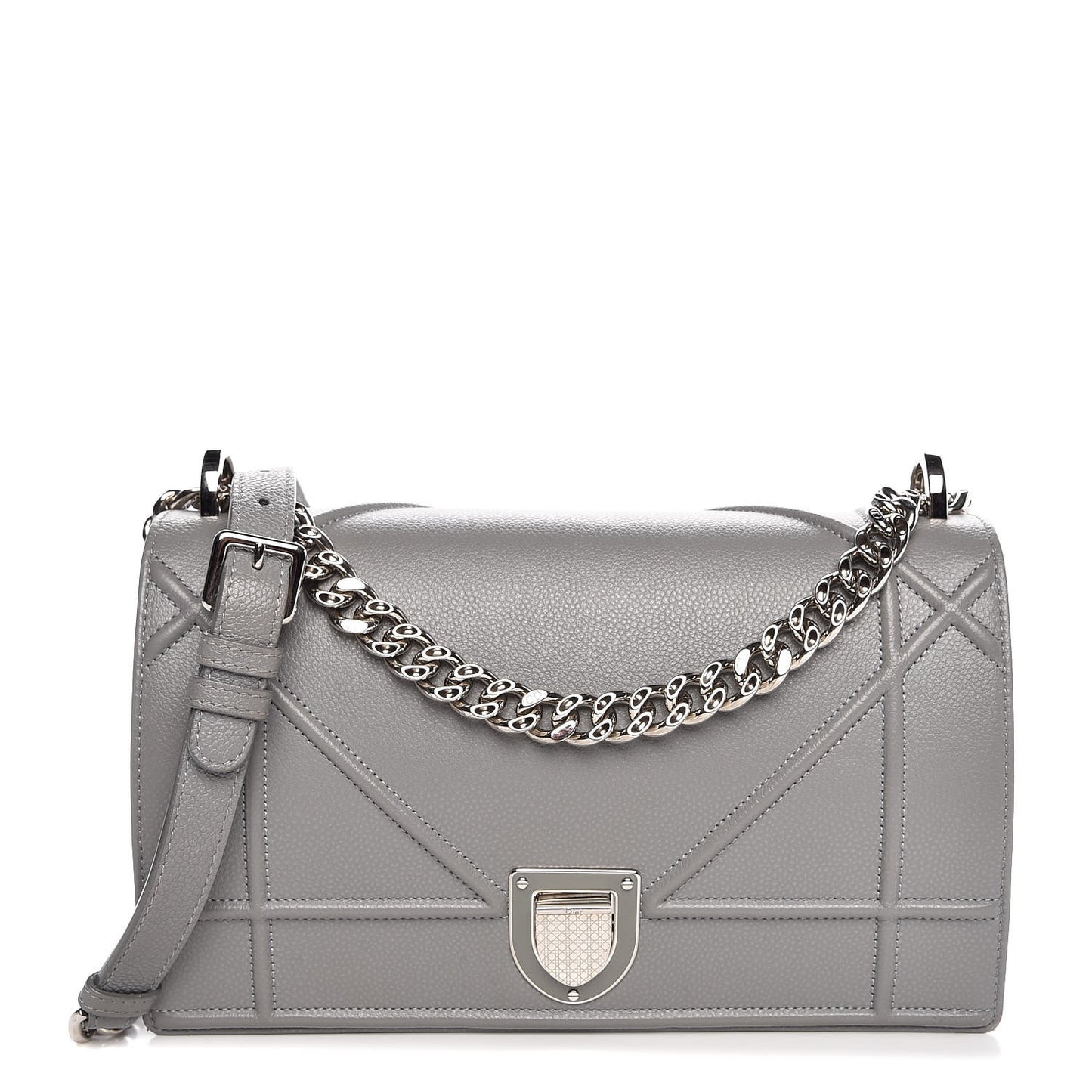 Grained Calfskin Medium Diorama Flap Bag Gris
