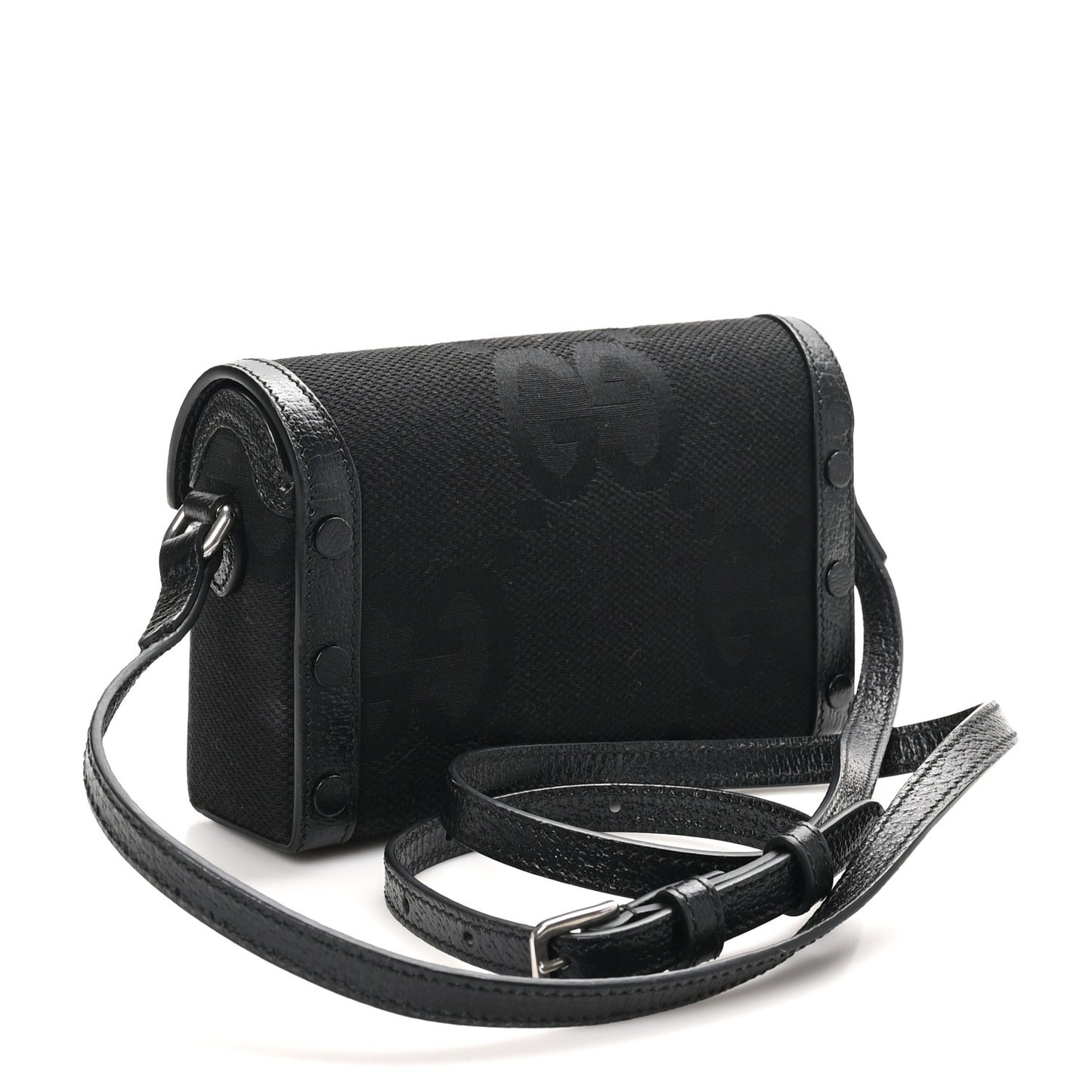 Monogram Jumbo GG Textured Dollar Calfskin Mini Horsebit 1955 Shoulder Bag Black