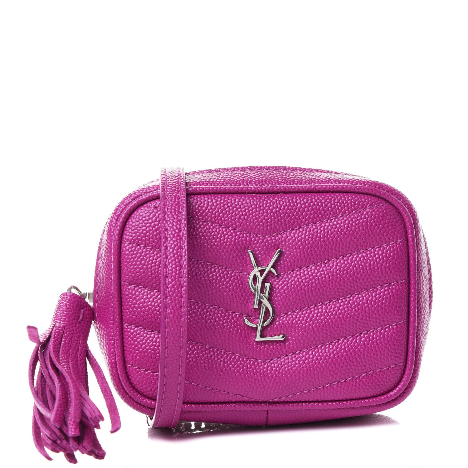 Saint Laurent Grain De Poudre Matelasse Monogram Baby Lou Camera Bag Electric Fuxia 1 of 4