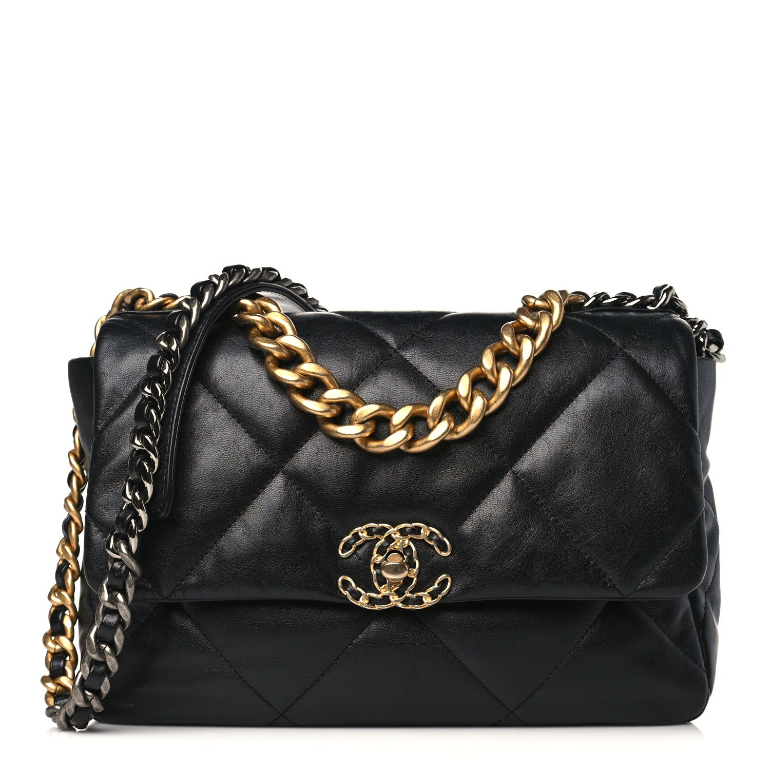 Chanel Goatskin Quilted Large Chanel 19 Flap Black 1 of 9