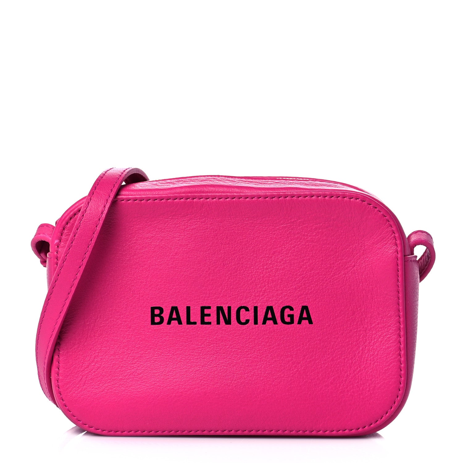 Balenciaga Calfskin Logo XS Everyday Camera Bag Rose Magenta Black 1 of 10