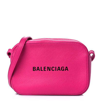 Balenciaga Calfskin Logo XS Everyday Camera Bag Rose Magenta Black 1 of 10