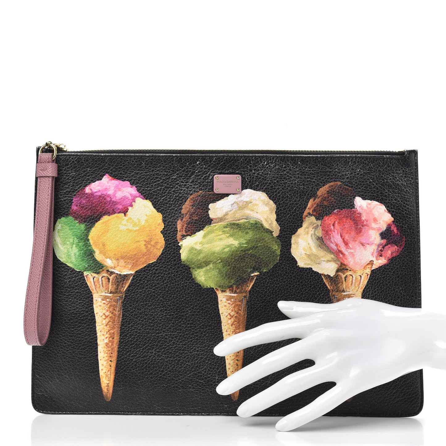Vitello Stampato Ice Cream Pouch Black Multicolor